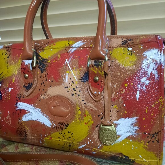 Vintage Dooney & Bourke Dipinta Inspired Hand Painted Satchel Shoulder Bag - Picture 8 of 15